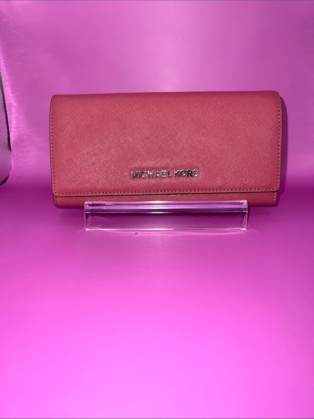 Michael Kors Pink Saffiano Leather Continental Wallet